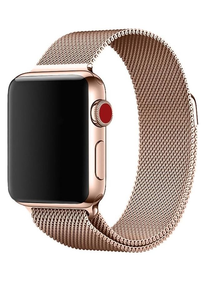 HuHa - Milanese Loop Magnetic Stainless Steel Watchband for Apple Watch Series 7/6/SE/5/4/3/2/1 42/44/45mm Champagne Gold - Image 1