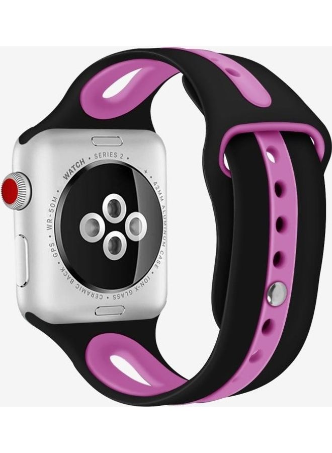 HuHa Ethnic Replacement Watchband For Apple Watch Series 1/2/3/4/5/6/7/SE 42/44/45mm Black/Purple - Image 1