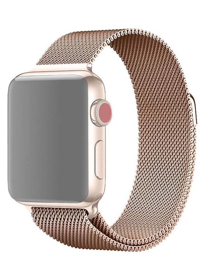 HuHa - Milanese Loop Magnetic Stainless Steel Watchband for Apple Watch Series 7/6/SE/5/4/3/2/1 42/44/45mm Champagne Gold - Image 1