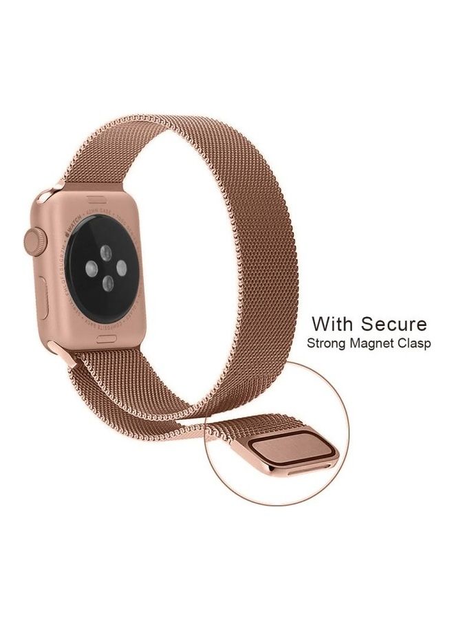 HuHa - Milanese Loop Magnetic Stainless Steel Watchband for Apple Watch Series 7/6/SE/5/4/3/2/1 42/44/45mm Champagne Gold - Image 1