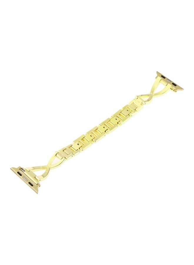 HuHa Colourful Diamond Watchband For Apple Watch Series 7 45mm/6 & Se & 5 & 4 44mm/3 & 2 & 1 42mm Gold - Image 2