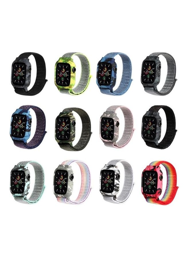 HuHa - Nylon Replacement Wrist Strap Watchbands For Apple Watch Series 7/6/5/4/3/2/1/SE 41/40/38 Dark Black - Image 1
