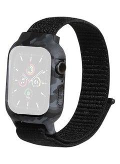 Nylon Replacement Wrist Strap Watchbands For Apple Watch Series 7/6/5/4/3/2/1/SE 41/40/38 Dark Black