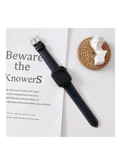 V Tail Style Stitching Leather Wrist Strap for Apple Watch Series 7/6/SE/5/4/3/2/1 38/40/41mm Dark Blue
