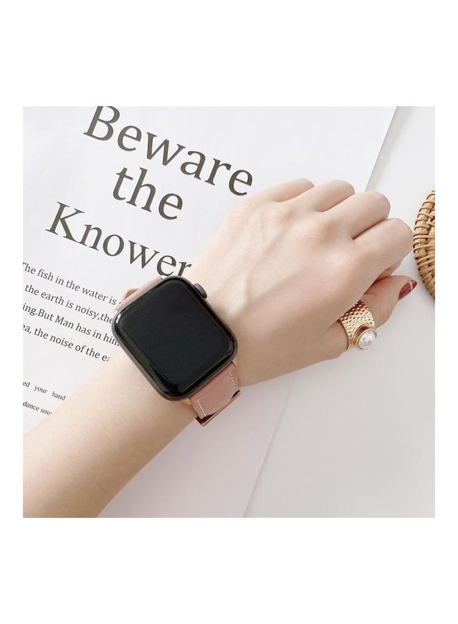 HuHa - V Tail Style Stitching Leather Wrist Strap for Apple Watch Series 7/6/SE/5/4/3/2/1 38/40/41mm Dark Blue - Image 1