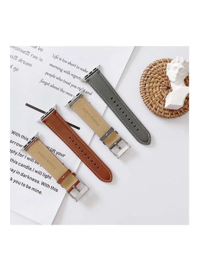 HuHa - V Tail Style Stitching Leather Wrist Strap for Apple Watch Series 7/6/SE/5/4/3/2/1 38/40/41mm Dark Blue - Image 1