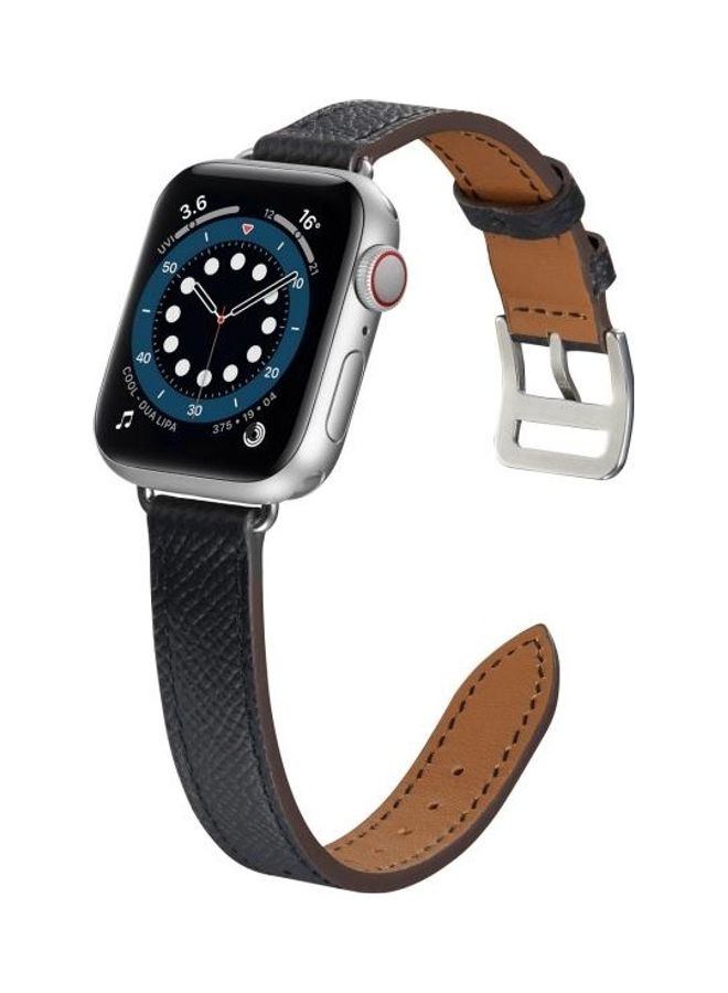 HuHa B Style Leather Strap Watchband For Apple Watch Series 7/6/SE/5/4/3/2/1 41/40/38mm Black - Image 4