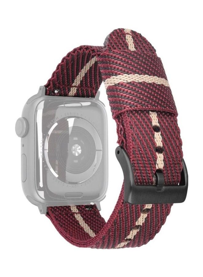 HuHa Replacement Strap Watchband For Apple Watch Series 7 41mm/6 & SE & 5 & 4 40mm/3 & 2 & 1 38mm Red Beige - Image 1