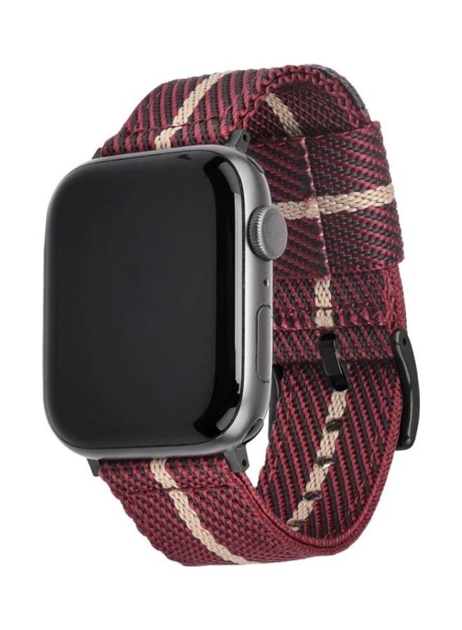 HuHa Replacement Strap Watchband For Apple Watch Series 7 41mm/6 & SE & 5 & 4 40mm/3 & 2 & 1 38mm Red Beige - Image 2