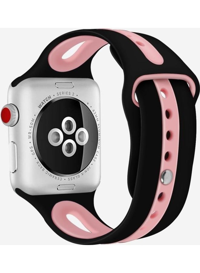 HuHa Two-tone Open Watchband For Apple Watch Series 7 41mm/6 & SE & 5 & 4 40mm/3 & 2 & 1 38mm Black/Pink - Image 1