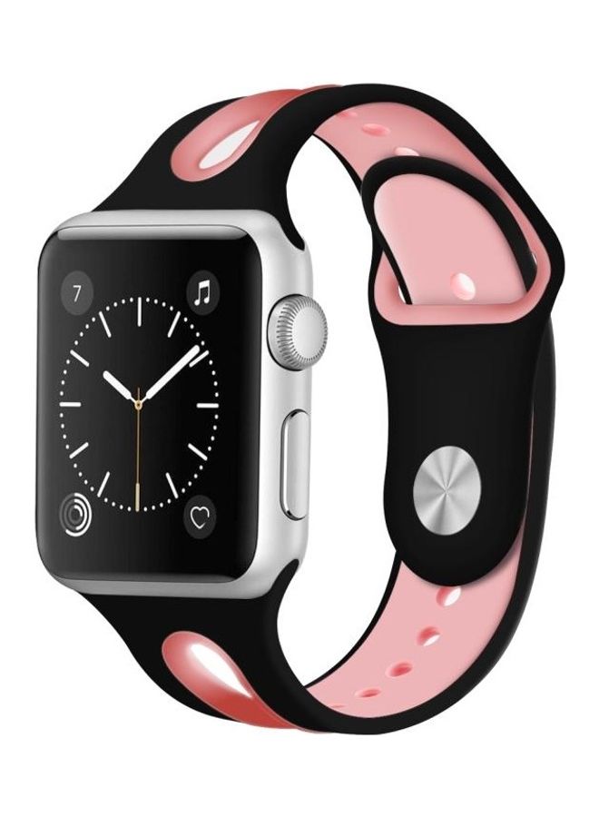 HuHa Two-tone Open Watchband For Apple Watch Series 7 41mm/6 & SE & 5 & 4 40mm/3 & 2 & 1 38mm Black/Pink - Image 3