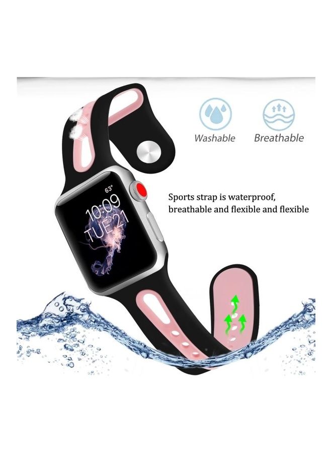 HuHa Two-tone Open Watchband For Apple Watch Series 7 41mm/6 & SE & 5 & 4 40mm/3 & 2 & 1 38mm Black/Pink - Image 5