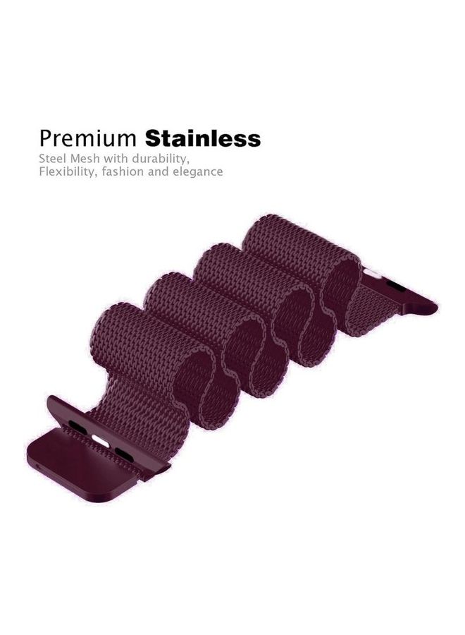 HuHa - Milanese Loop Magnetic Watchband For Apple Watch Series 7 41mm / 6 & Se & 5 & 4 40mm / 3 & 2 & 1 38mm Wine Red - Image 1
