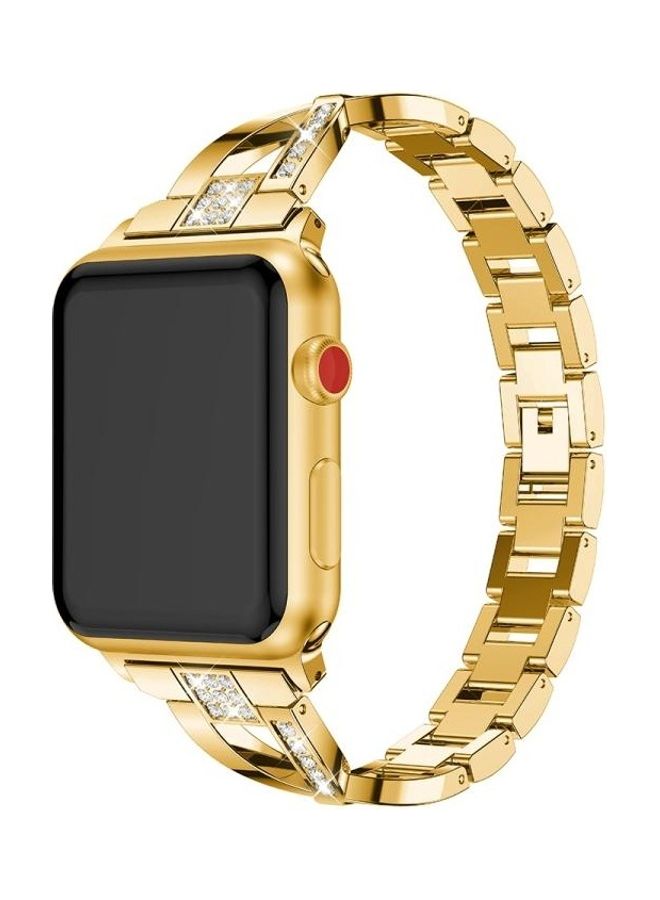 HuHa X-Shaped Diamond-Studded Watchband For Apple Watch Series 3 & 2 & 1 38mm Gold - Image 2