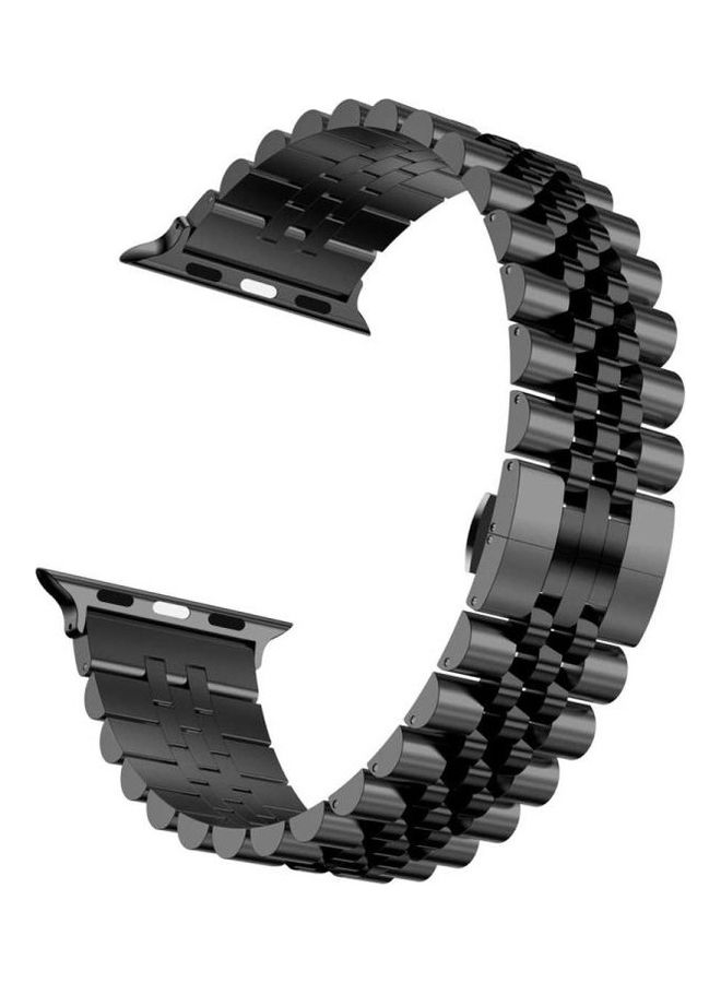 HuHa Man 5 Beads Stainless Steel Replacement Watchbands For Apple Watch Series 7/6/SE/5/4/3/2/1 45/44/42mm, Width: 22mm Black - Image 2