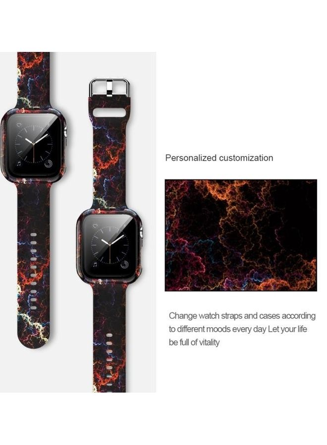 HuHa Printing Integrated Replacement Watch Case Watchband For Apple Watch Series 3 & 2 & 1 38mm Starry Sky - Image 2