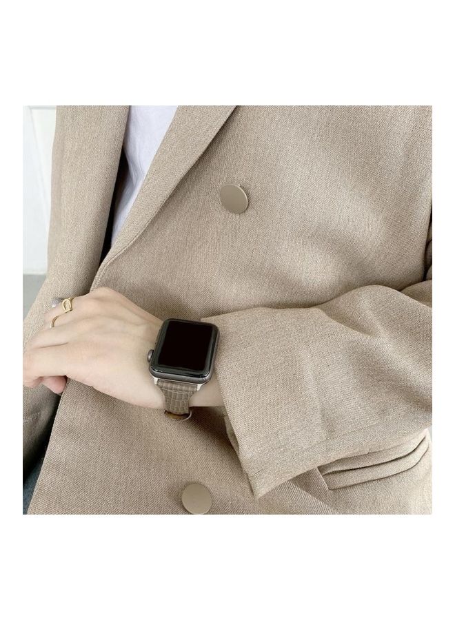 HuHa Crocodile Texture Leather Replacement Watchband For Apple Watch Series 7 45mm/6 & SE & 5 & 4 44mm/3 & 2 & 1 42mm Red - Image 3