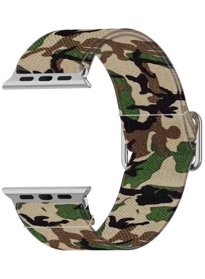 HuHa Ethnic Replacement Watchband For Apple Watch Series 1/2/3/4/5/6/7/SE 38-40-41mm Camouflage Green - Image 1