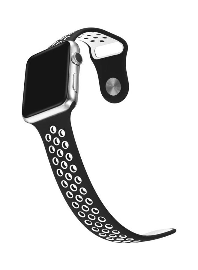 HuHa Standard Edition Sport Watchband For Apple Watch Series 7 45mm/6 & Se & 5 & 4 44mm/3 & 2 & 1 42mm Black/White - Image 2