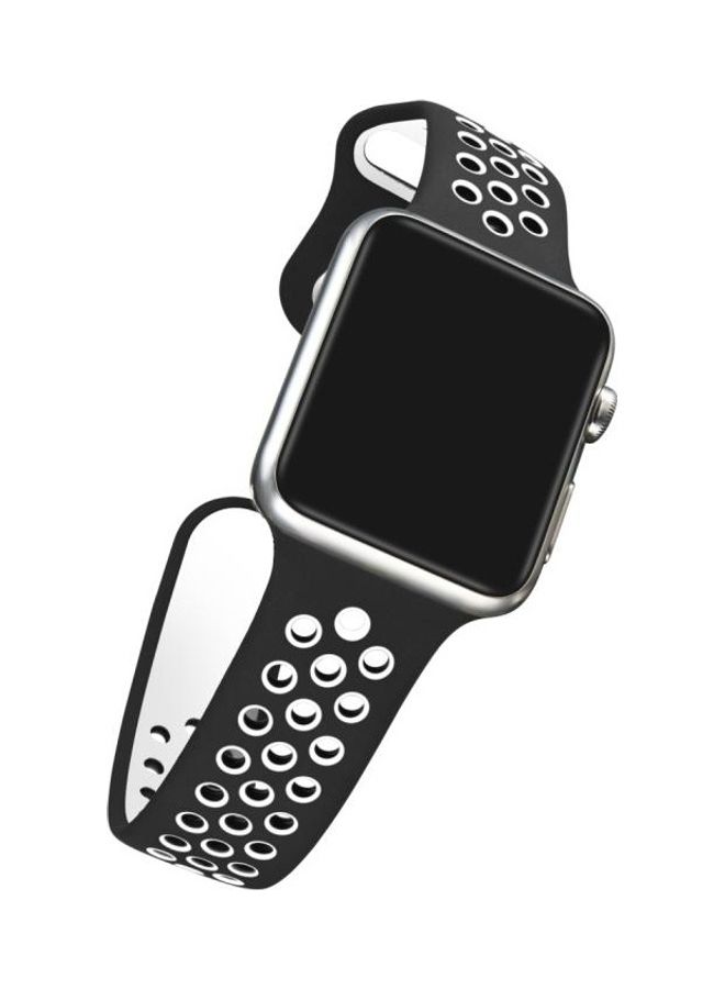 HuHa Standard Edition Sport Watchband For Apple Watch Series 7 45mm/6 & Se & 5 & 4 44mm/3 & 2 & 1 42mm Black/White - Image 3