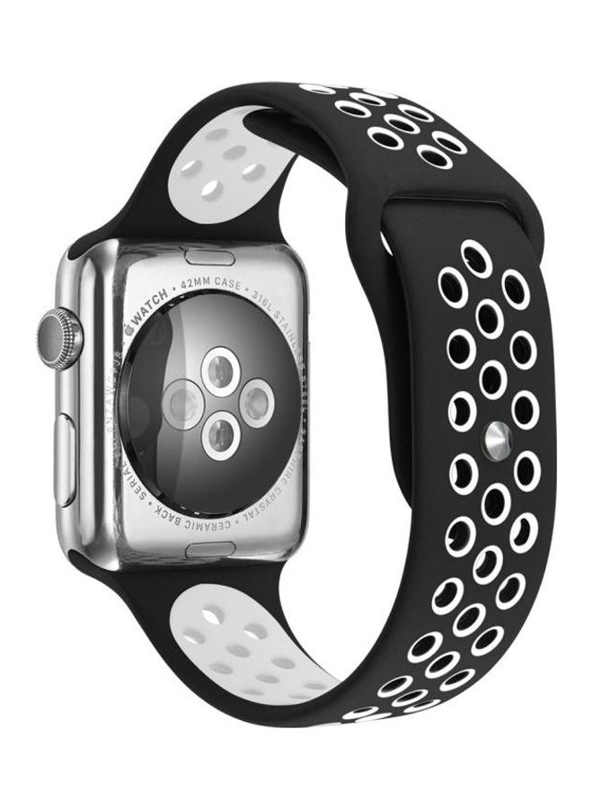 HuHa Standard Edition Sport Watchband For Apple Watch Series 7 45mm/6 & Se & 5 & 4 44mm/3 & 2 & 1 42mm Black/White - Image 1