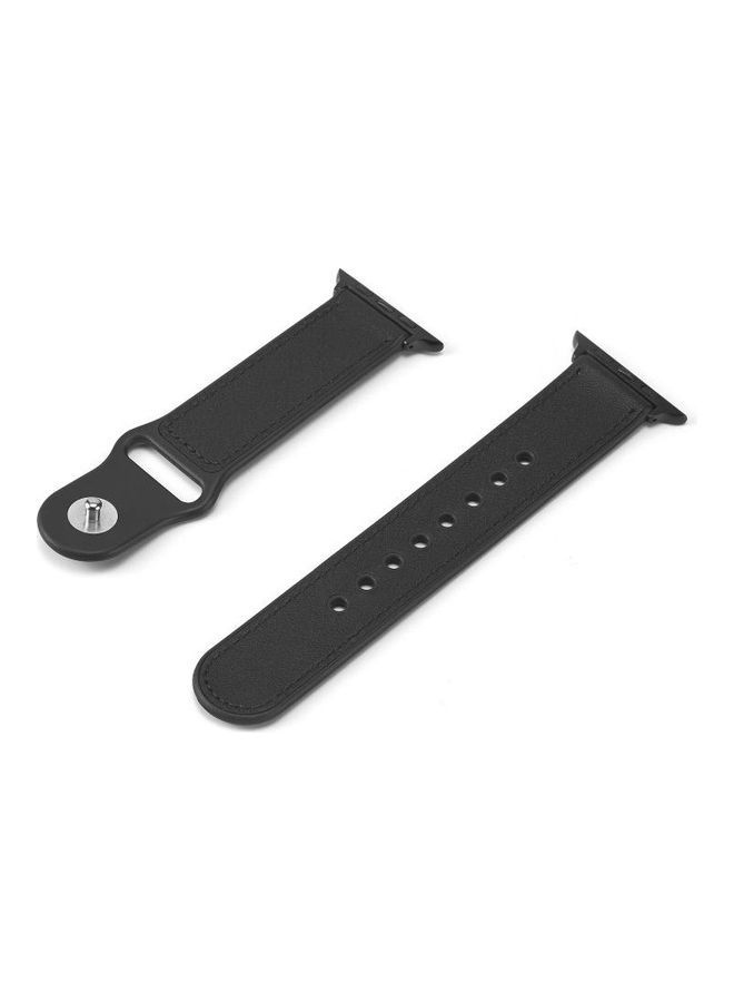 HuHa Paste Leather TPU Watchband For Apple Watch Series 7/6/SE/5/4/3/2/1 45/44/42mm Black - Image 2