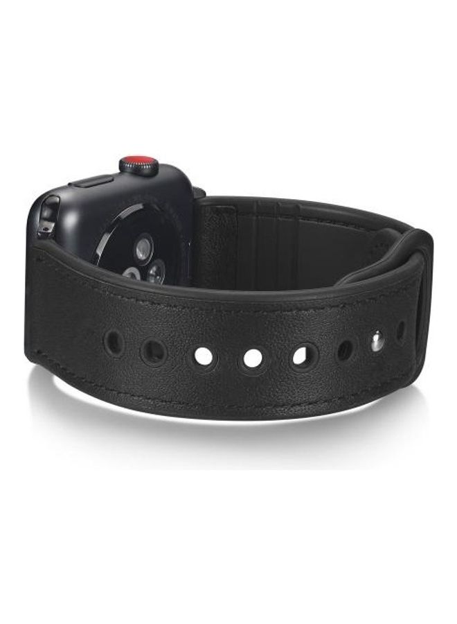 HuHa Paste Leather TPU Watchband For Apple Watch Series 7/6/SE/5/4/3/2/1 45/44/42mm Black - Image 3