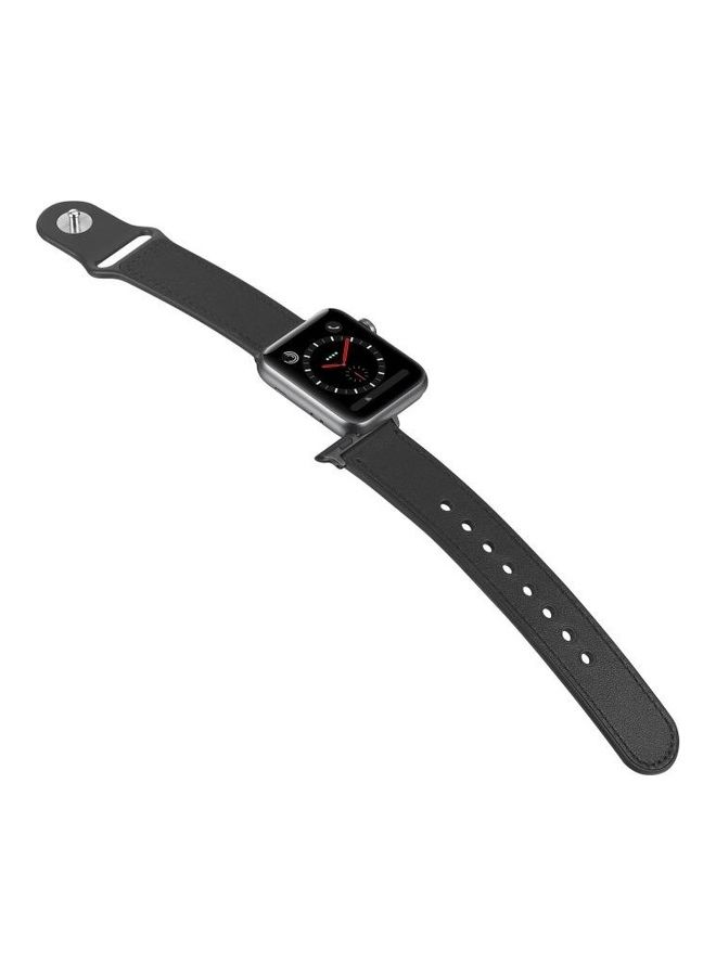 HuHa Paste Leather TPU Watchband For Apple Watch Series 7/6/SE/5/4/3/2/1 45/44/42mm Black - Image 5