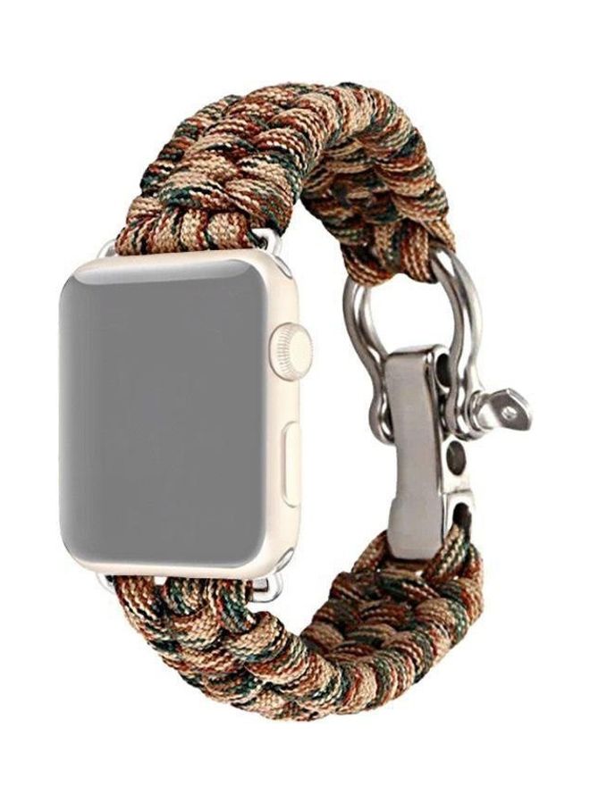 هوها سوار مضفر من النايلون بتصميم مظلة لساعة أبل سيريز 7/6/SE/5/4/3/2/1 45/44/42 مم بيج - Image 1