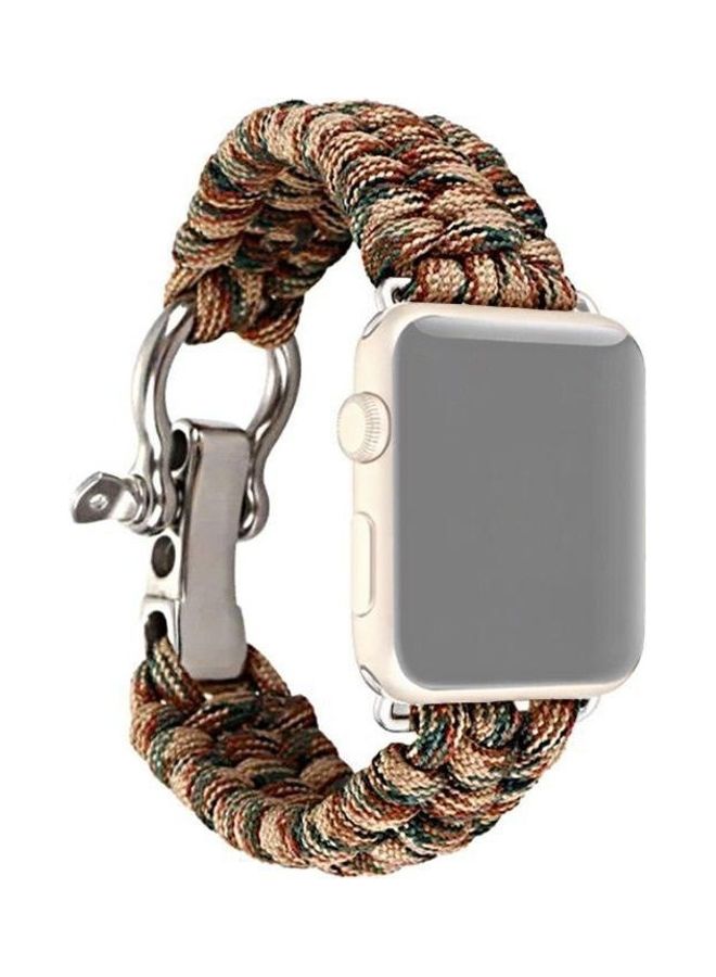 هوها سوار مضفر من النايلون بتصميم مظلة لساعة أبل سيريز 7/6/SE/5/4/3/2/1 45/44/42 مم بيج - Image 2