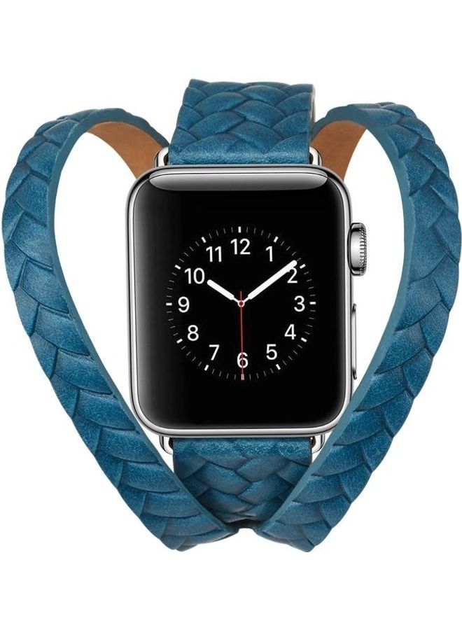 HuHa - Ethnic Replacement Watchband For Apple Watch Series 1/2/3/4/5/6/7/SE 38/40/41mm Blue - Image 1