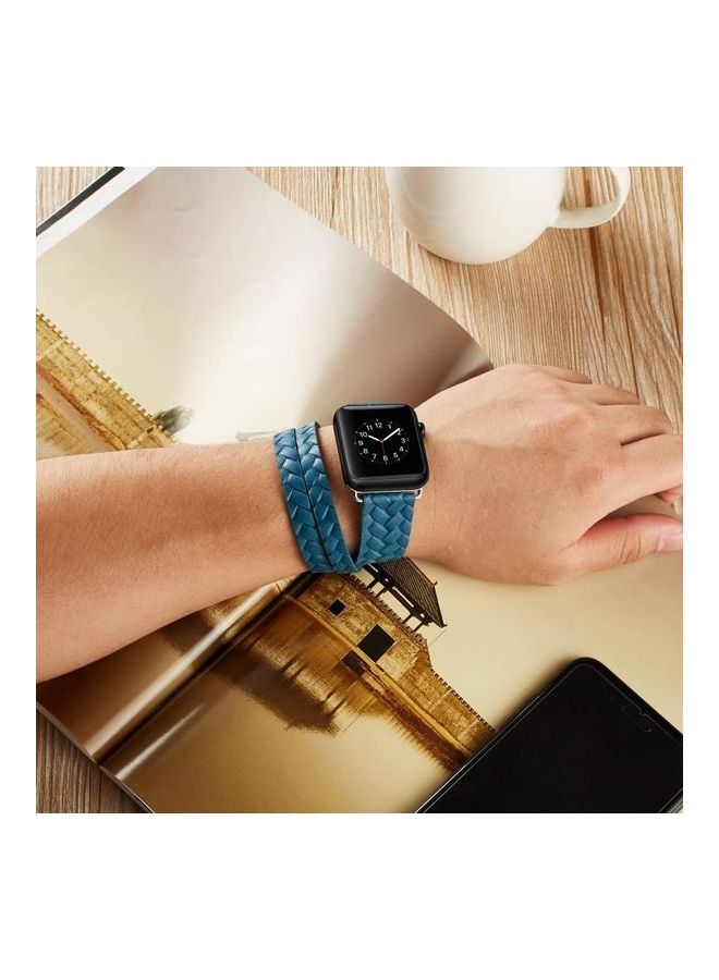 HuHa - Ethnic Replacement Watchband For Apple Watch Series 1/2/3/4/5/6/7/SE 38/40/41mm Blue - Image 1