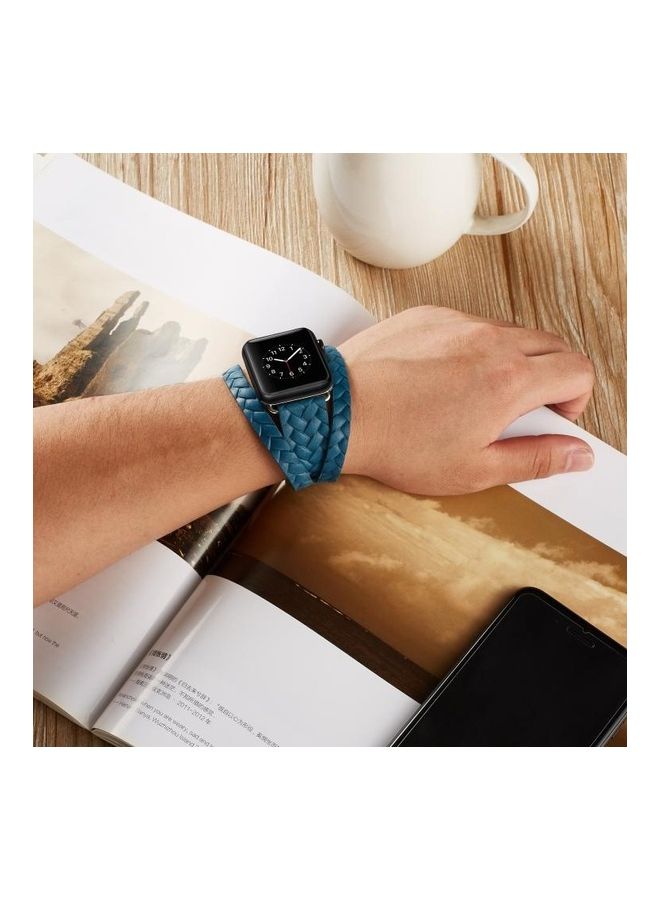 HuHa - Ethnic Replacement Watchband For Apple Watch Series 1/2/3/4/5/6/7/SE 38/40/41mm Blue - Image 1