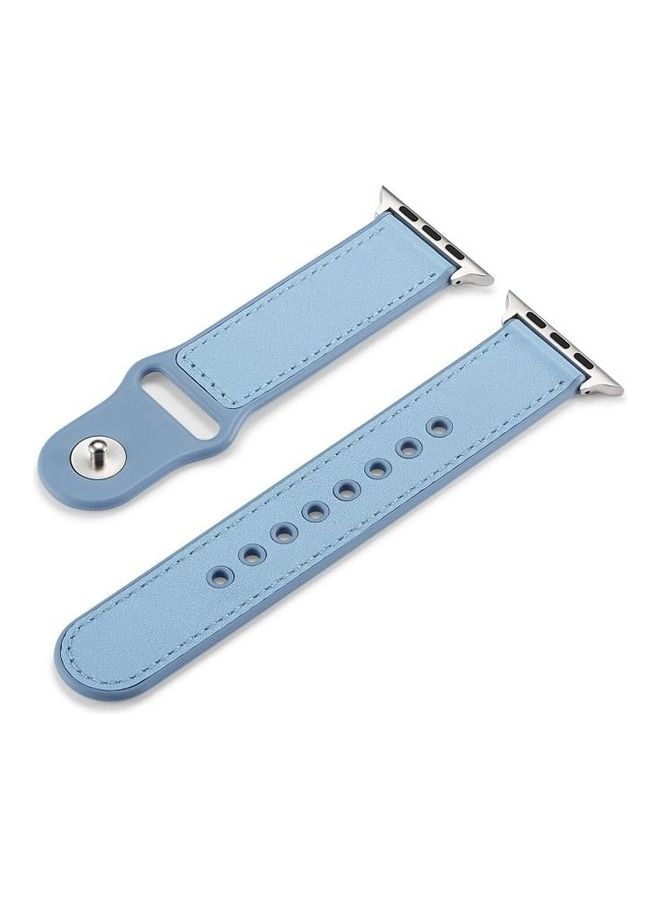 HuHa - Single Buckle TPU Genuine Leather Watchband For Apple Watch Series 1/2/3/4/5/6/7/SE 38-40-41mm Blue - Image 1