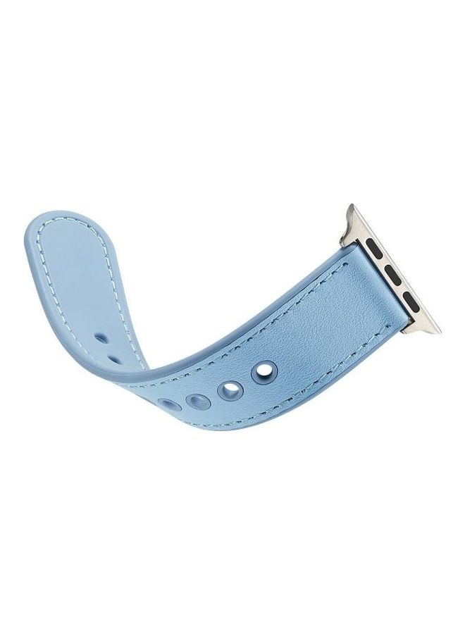 HuHa - Single Buckle TPU Genuine Leather Watchband For Apple Watch Series 1/2/3/4/5/6/7/SE 38-40-41mm Blue - Image 1