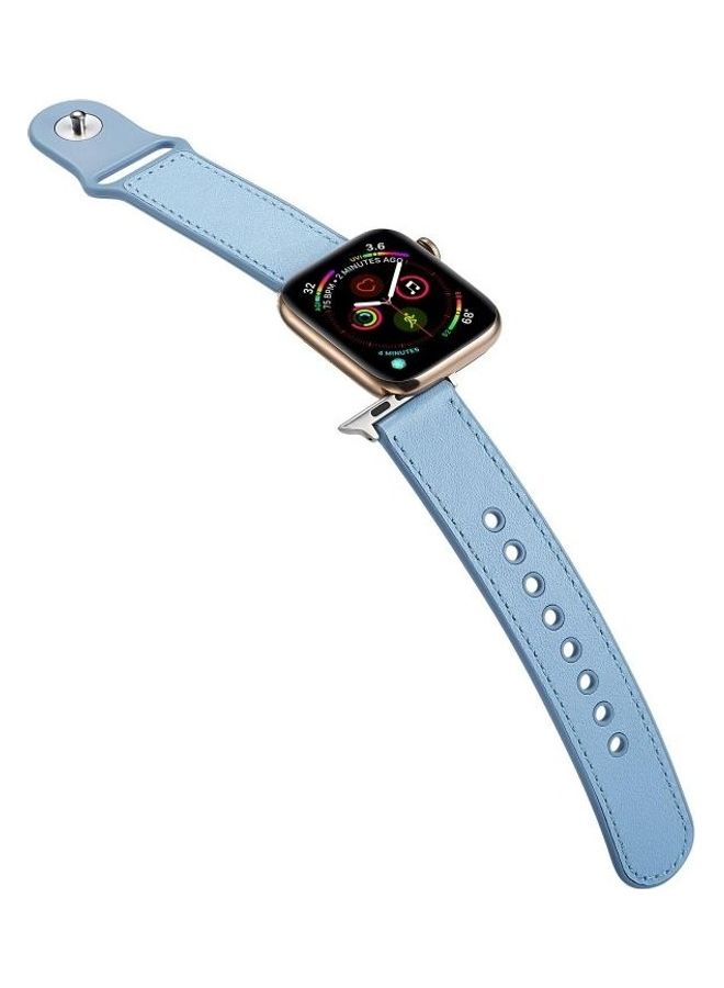 HuHa - Single Buckle TPU Genuine Leather Watchband For Apple Watch Series 1/2/3/4/5/6/7/SE 38-40-41mm Blue - Image 1