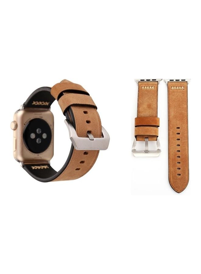 HuHa Retro XX Line Pattern Replacement Watch Band For Apple Watch Series 3 & 2 & 1 38mm Khaki - Image 1