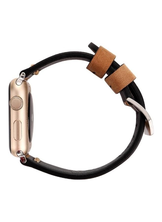 HuHa Retro XX Line Pattern Replacement Watch Band For Apple Watch Series 3 & 2 & 1 38mm Khaki - Image 5