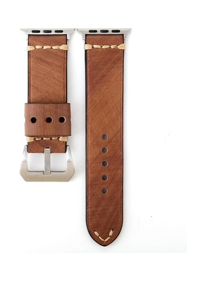 HuHa Thick Sutures Retro Replacement Watch Band For Apple Watch Series 3 & 2 & 1 38mm Khaki  - Image 3