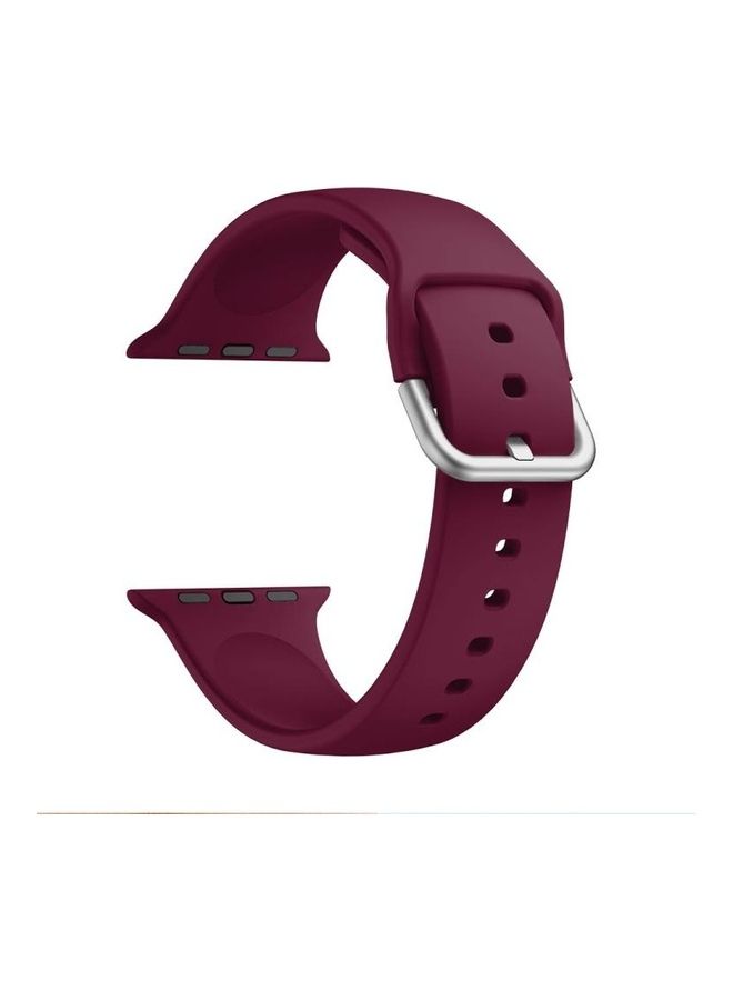 HuHa Replacement Watchband For Apple Watch Series 7 45mm / 6 & SE & 5 & 4 44mm / 3 & 2 & 1 42mm Wine Red - Image 1