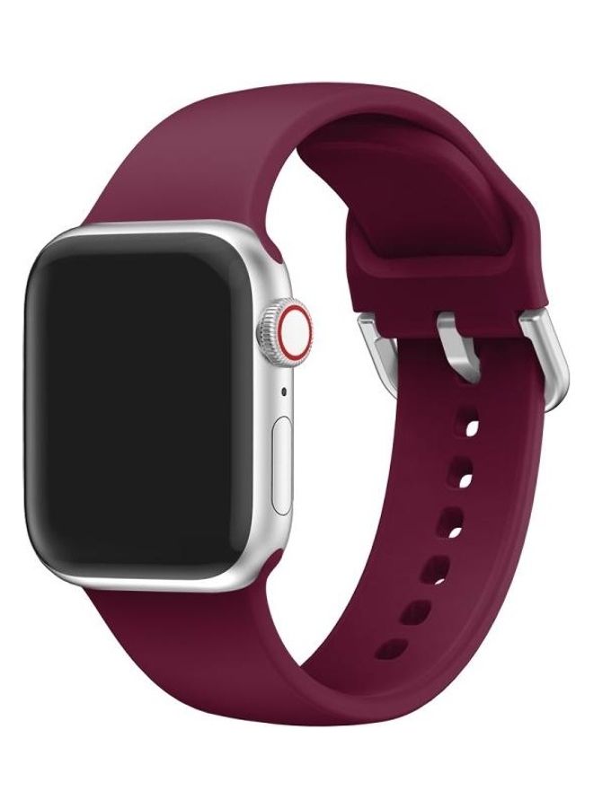 HuHa Replacement Watchband For Apple Watch Series 7 45mm / 6 & SE & 5 & 4 44mm / 3 & 2 & 1 42mm Wine Red - Image 2