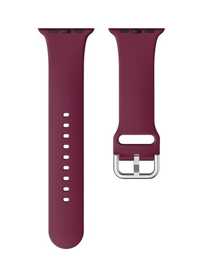 HuHa Replacement Watchband For Apple Watch Series 7 45mm / 6 & SE & 5 & 4 44mm / 3 & 2 & 1 42mm Wine Red - Image 4