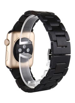 HuHa Wooden Replacement Wrist Strap Watchband For Apple Watch Series 7/6/SE/5/4/3/2/1 41/40/38mm Black  - Image 3