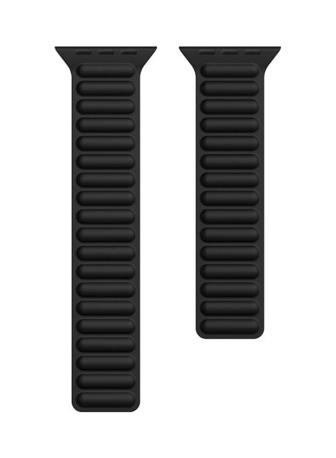 HuHa Silicone Magnetic Chain Watchband For Apple Watch Series 7/6/SE/5/4/3/2/1 45/44/42mm Black - Image 1