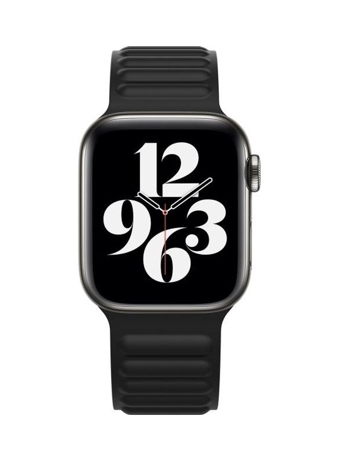 HuHa Silicone Magnetic Chain Watchband For Apple Watch Series 7/6/SE/5/4/3/2/1 45/44/42mm Black - Image 3