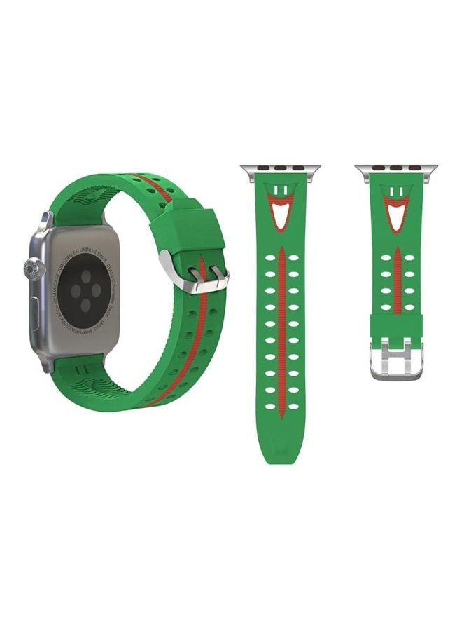 HuHa Fashion Smiling Face Pattern Silicone Strap For Apple Watch Series 3/2/1 42mm Green - Image 1