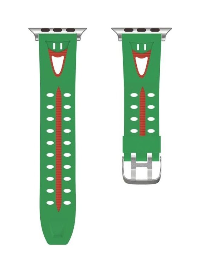HuHa Fashion Smiling Face Pattern Silicone Strap For Apple Watch Series 3/2/1 42mm Green - Image 2