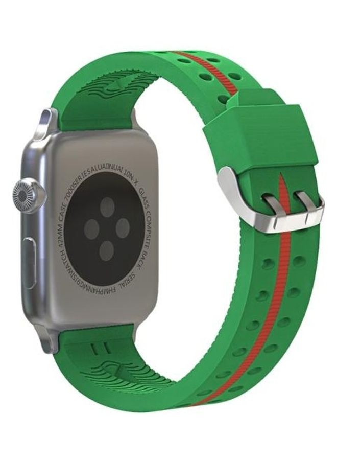 HuHa Fashion Smiling Face Pattern Silicone Strap For Apple Watch Series 3/2/1 42mm Green - Image 4