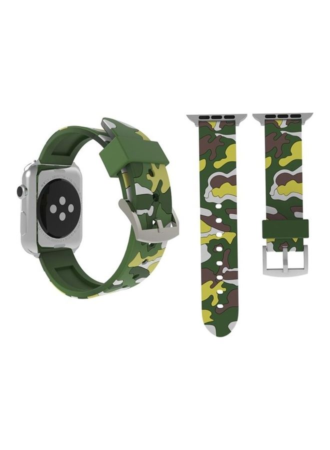 HuHa Fashion Camouflage Pattern Silicone Strap For Apple Watch Series 3/2/1 42mm Green - Image 1