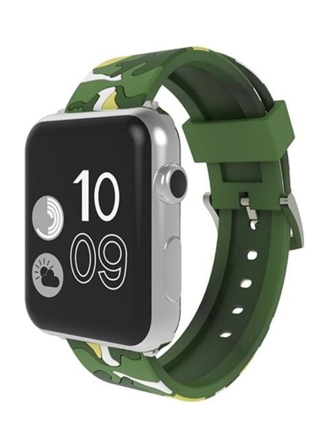 HuHa Fashion Camouflage Pattern Silicone Strap For Apple Watch Series 3/2/1 42mm Green - Image 3
